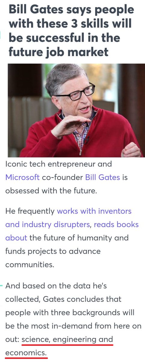 BotlabLlp's tweet image. Here is an article by Bill Gates, where he lays emphasis on subjects Science, Engineering and Economics. These 3 subjects will help students in future jib market #stem #technology #gettingfutureready #STEMeducation