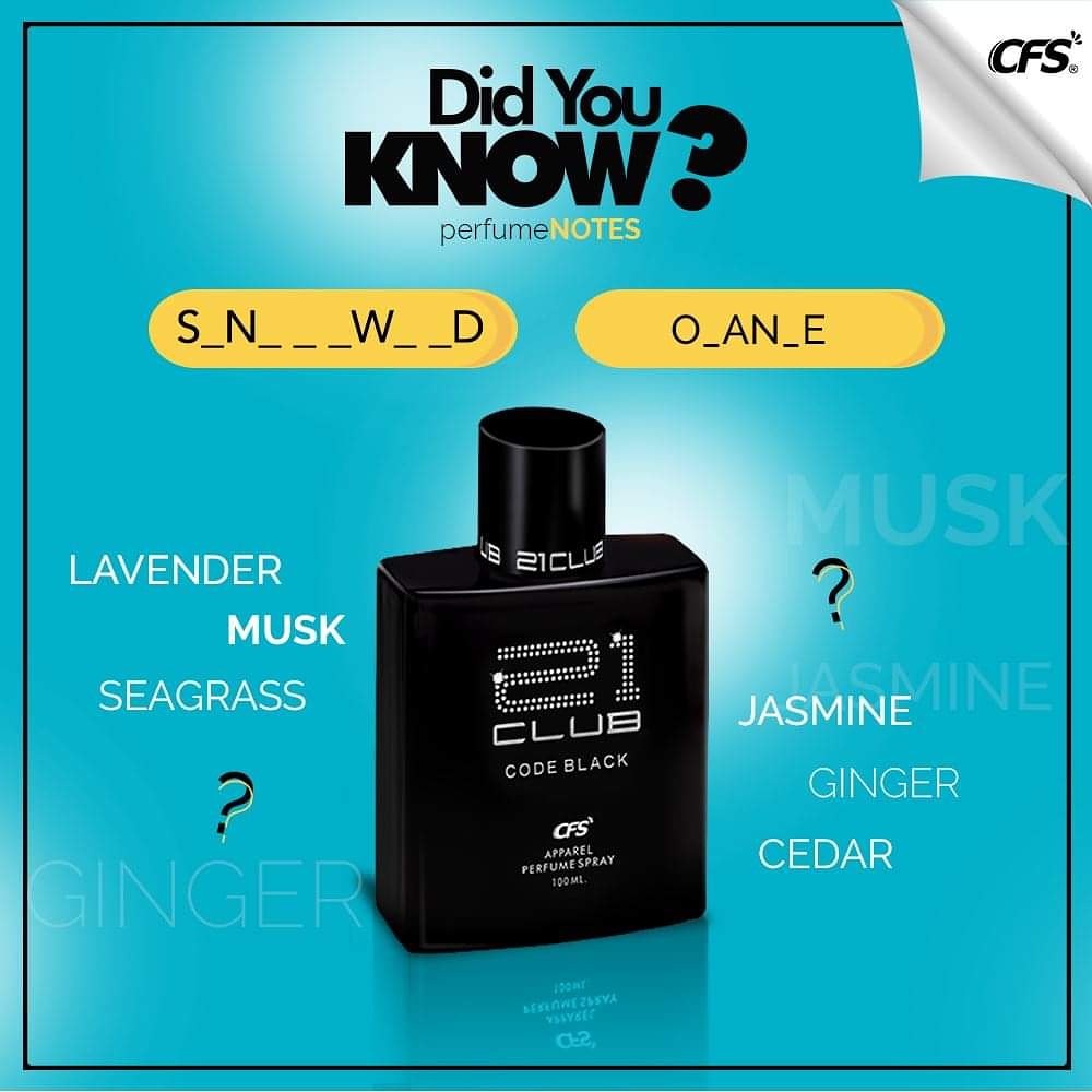 CFSPerfumes's tweet photo. Known for its unique ingredients, it also has two most important known ingredients which makes it a perfect perfume to wear. Can you guess them?
Hint: https://t.co/x3Bm17emp6
#KnowYourPerfume #GuessGame #GuessPerfume #CFSPerfumes #21CodeBlack https://t.co/Ap7tAIN4bN
