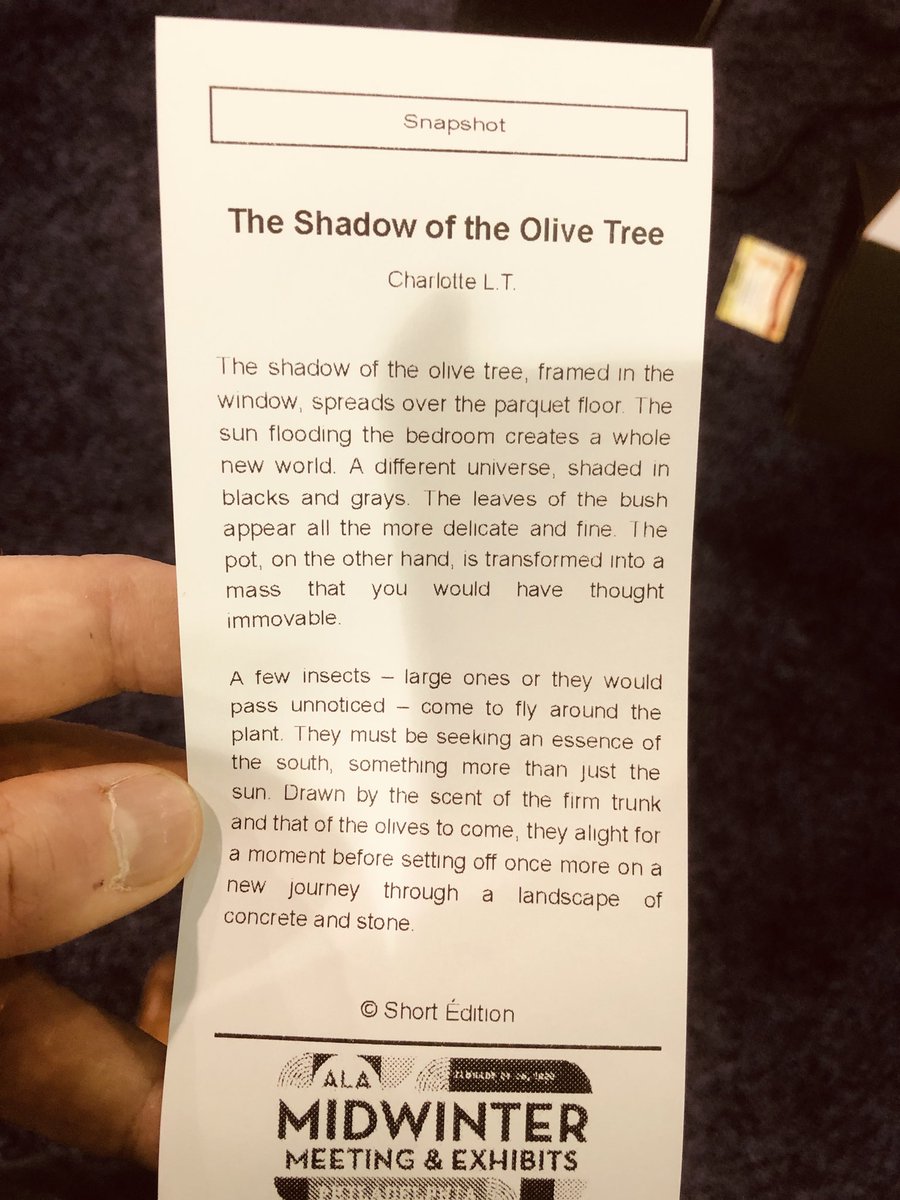 ThomasHTaylor's tweet photo. Thinking about the #mermonkey, and how to make a book dispensary work irl, I remember that I spotted this at a conference last week. You press a button, and out comes a story! I pressed and got this. #malamander https://t.co/8LAeX2oCS6