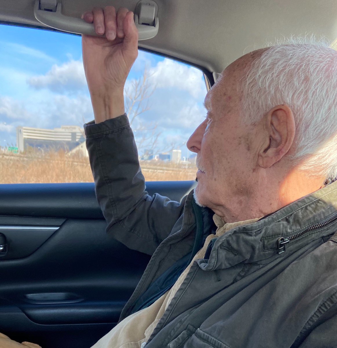 95 yr old WWII veteran, Edward Field, on his way to <a href="/WWIImuseum/">National WWII Museum</a> to screen his new film. #veteran #film #minoraccidentofwar
