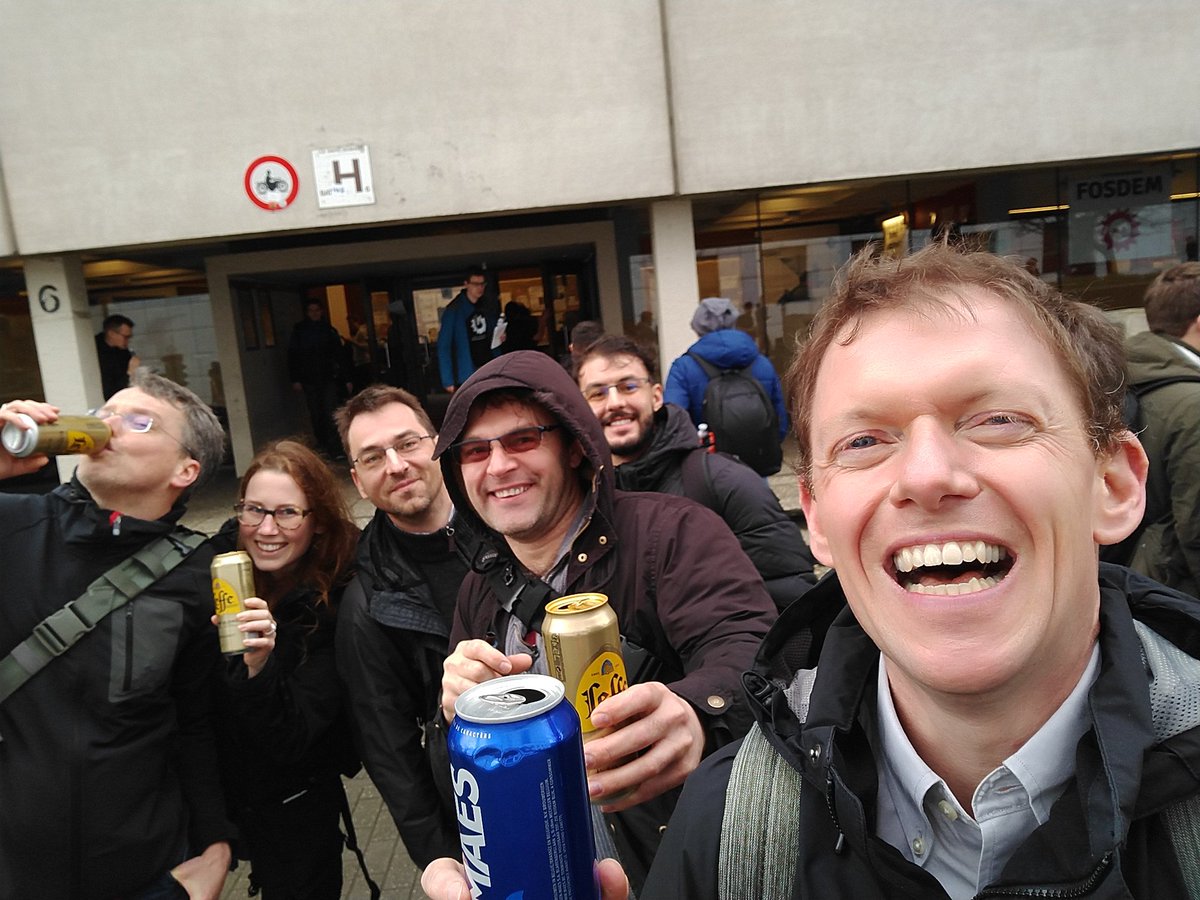 After my <a href="/dataverseorg/">Dataverse Project</a> talk at #FOSDEM <a href="/eknahm/">Michael Hanke 🐘 @mih@mas.to</a> and <a href="/yarikoptic/">Yaroslav Halchenko</a> from <a href="/datalad/">DataLad @datalad@fosstodon.org</a> offered me and @Waaaloo beers and great conversation. Let's integrate!