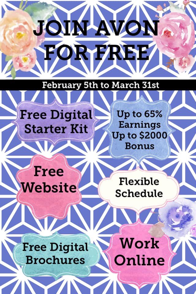 chwj2020's tweet photo. You can join Avon for FREE from 2/5 to 3/31! Free website, back office with training, order entry and business tools. I support you all the way. Work online with a flexible schedule.  Now selling CBD face oil or body cream, CHI and so much more! Comment here for more info. https://t.co/Wd7sBNUAnu