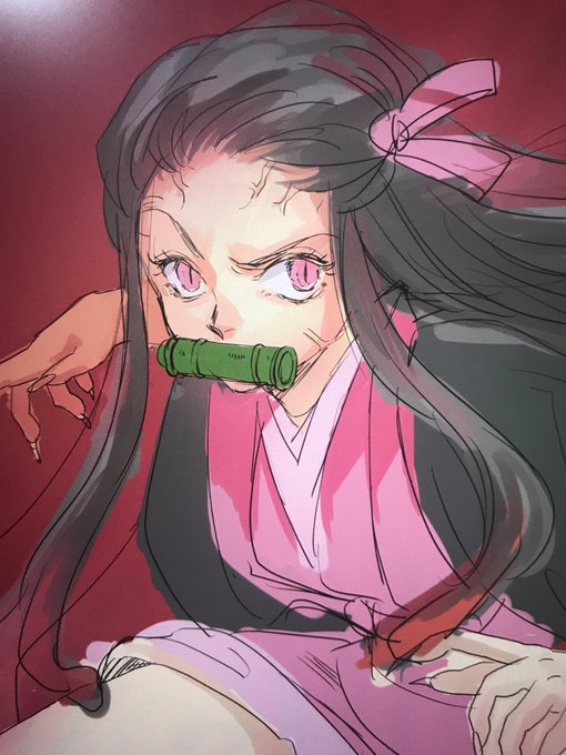 松子さんがTwitterに投稿した竈門禰豆子(鬼滅の刃)のイラスト。