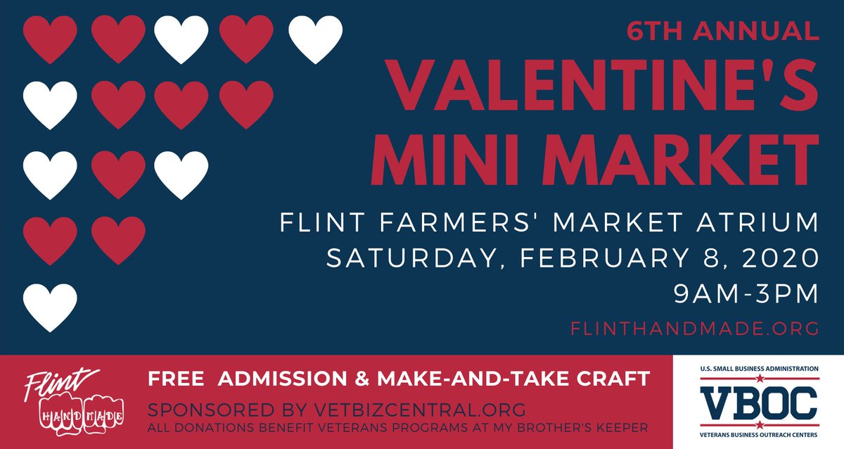 FlintFarmMarket's tweet photo. ๐ The Valentine's Mini Market is this Saturday! We are looking forward to seeing all the amazing handmade items at this fun for all ages event. Stop by from 9am-3pm.
Thank you Flint Handmade for this awesome event โค๏ธ
#Flint #Flintfarmersmarket #Valentine #Flinthandmade #Free https://t.co/xFowXVpNv7