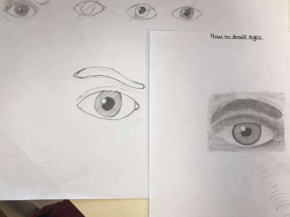 So, at St Martin’s we do a 5 yr course in just portraiture, beginning with basics like the Formal Elements (SHAPE &SCALE, COMPOSITION, etc) and then we move on to precisely modelled lessons on how to draw….. an eye, ears, mouths, etc. & then practise, practise, practise. 4/10
