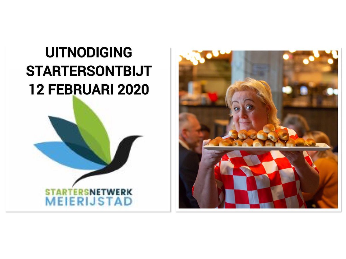 Pas begonnen met ondernemen of heb plannen? Kom naar het startersontbijt op 12 februari, op de Noordkade, aanvang 08.00 uur! <a href="/GemMeierijstad/">Gemeente Meierijstad</a> @AgriFoodCapital <a href="/btbrooi/">BtB Sint-Oedenrode</a> <a href="/SNO_Schijndel/">Schijndels Netwerk</a> <a href="/CVOVeghel/">cvoveghel</a> <a href="/ocs_schijndel/">OCS</a> <a href="/VMK_Veghel/">VMK Veghel</a> #starters