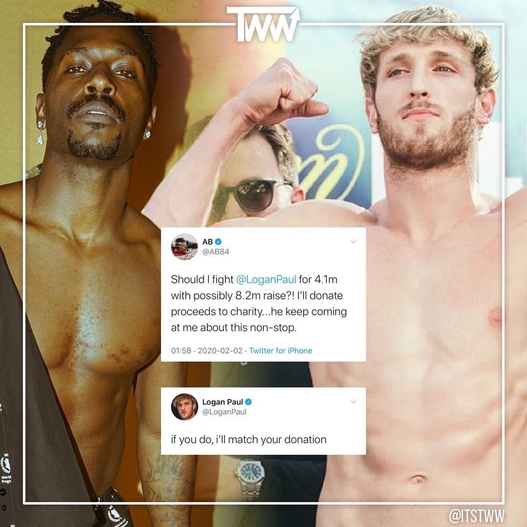 itstww's tweet photo. #LoganPaul vs #AntonioBrown might become a reality 👀

Do you think they should fight? 🤔 https://t.co/sTcBJoE3Cg