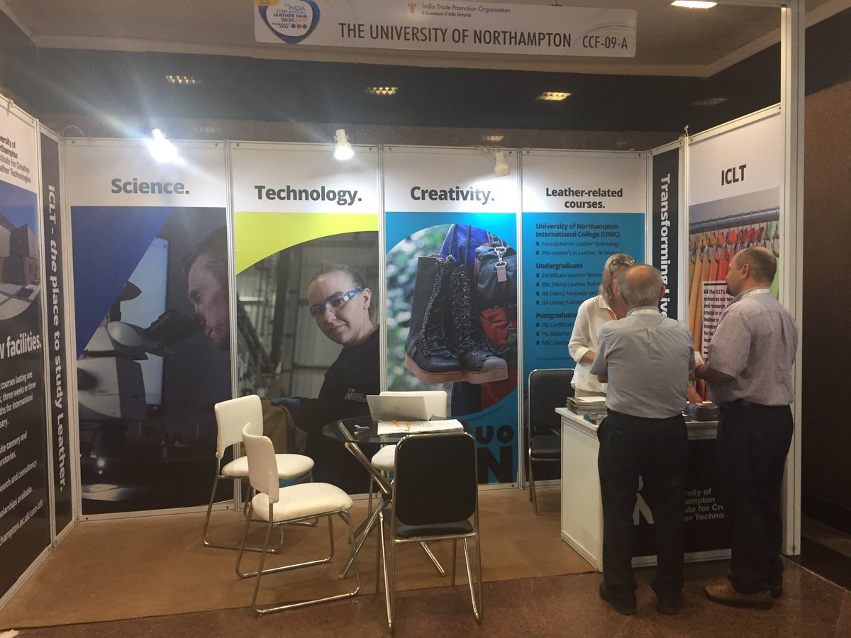 INTUniNorthants's tweet photo. Another great year at the India International Leather Fair at the Chennai trade centre promoting all things @ICLTLeather #leathertechnology #shortcourses #bsc #msc #IILF2020 https://t.co/n9GrZ9wH14