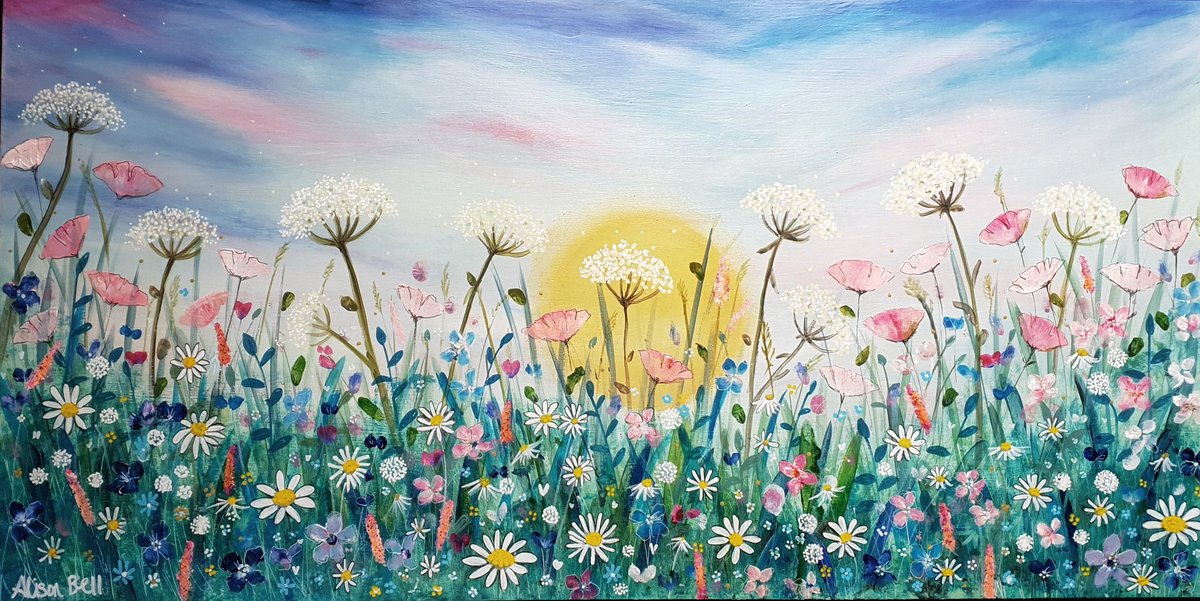 Latest comission painting completed , customer wanted something 'summery & cheerful '
#acrylicpainting on wood board .
#originalart #meadowpainting #cumbrianartist #cumbrialife #cumbriaart #edenvalley #lakedistrictart  #artbyalisonbell