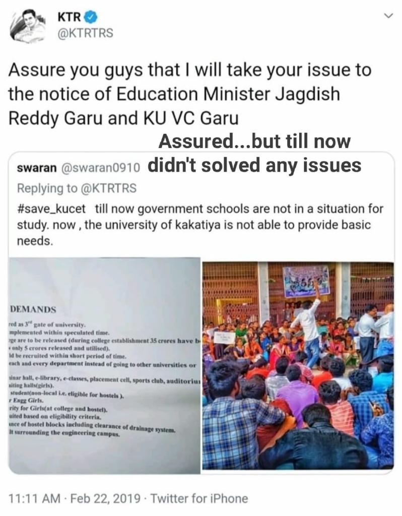 Rajesh24298480's tweet photo. Respected sir/madam
We the students of KUCET,requesting all the higher officials
@KTRTRS
@TelanganaCMO @trspartyonline
@eenadulivenews
@trsharish
@SabithaIndra
@PawanKalyan @DrTamilisaiGuv to solve our issue.Our college is in need of basic facilities mentioned below.#save_kucet https://t.co/SELfPFrT4X