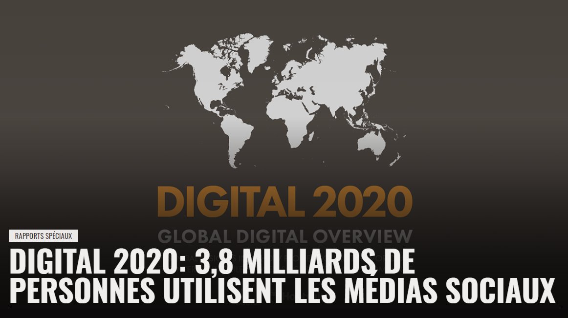 Les nouveaux rapports "Digital 2020" - publiés par We Are Social sont sortis 🚀

Ils confirment que les médias numériques, mobiles et sociaux sont devenus un élément indispensable de la vie quotidienne des gens du monde entier.📲

Découvrez les ici 👉 bit.ly/2GN2VrS