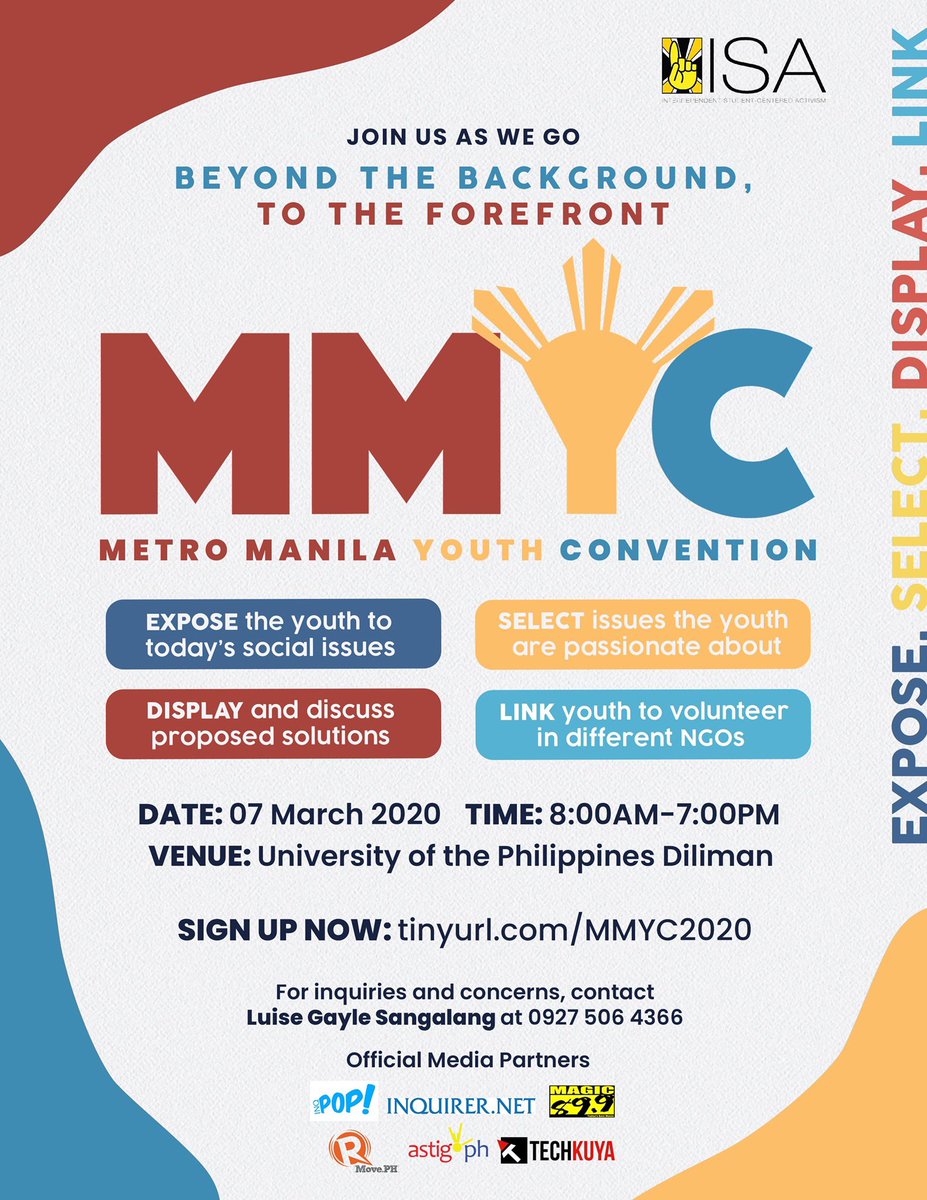 upcmcisa's tweet photo. MMYC is back!

With social media making things easily accessible, the youth more than ever are capable of making positive changes that affect our society.

Join us as we move forward to empower the youth to be at the forefront of change.

Register over at https://t.co/j9x675hIDv. https://t.co/I58gOxjJnb