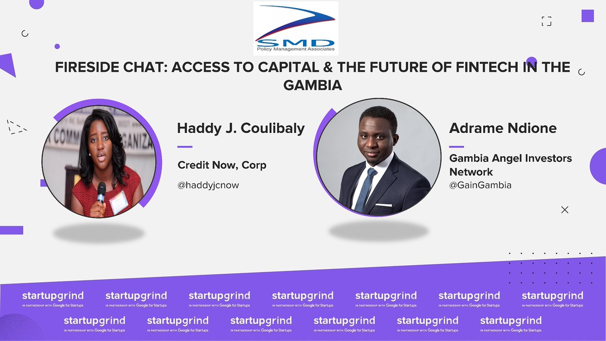 SGrindbanjul's tweet image. Our 6th Edition will be on Access to Capital and The Future of Fintech In The Gambia. #Feb21st #6pm #Disruptivelab #Tickets available on startupgrind.com/banjul

@GamChamber @smdpma @kayeffjay19 @modounjie27 @jaibalaceesay @disruptive_lab 
@GAINGambia @yepgambia