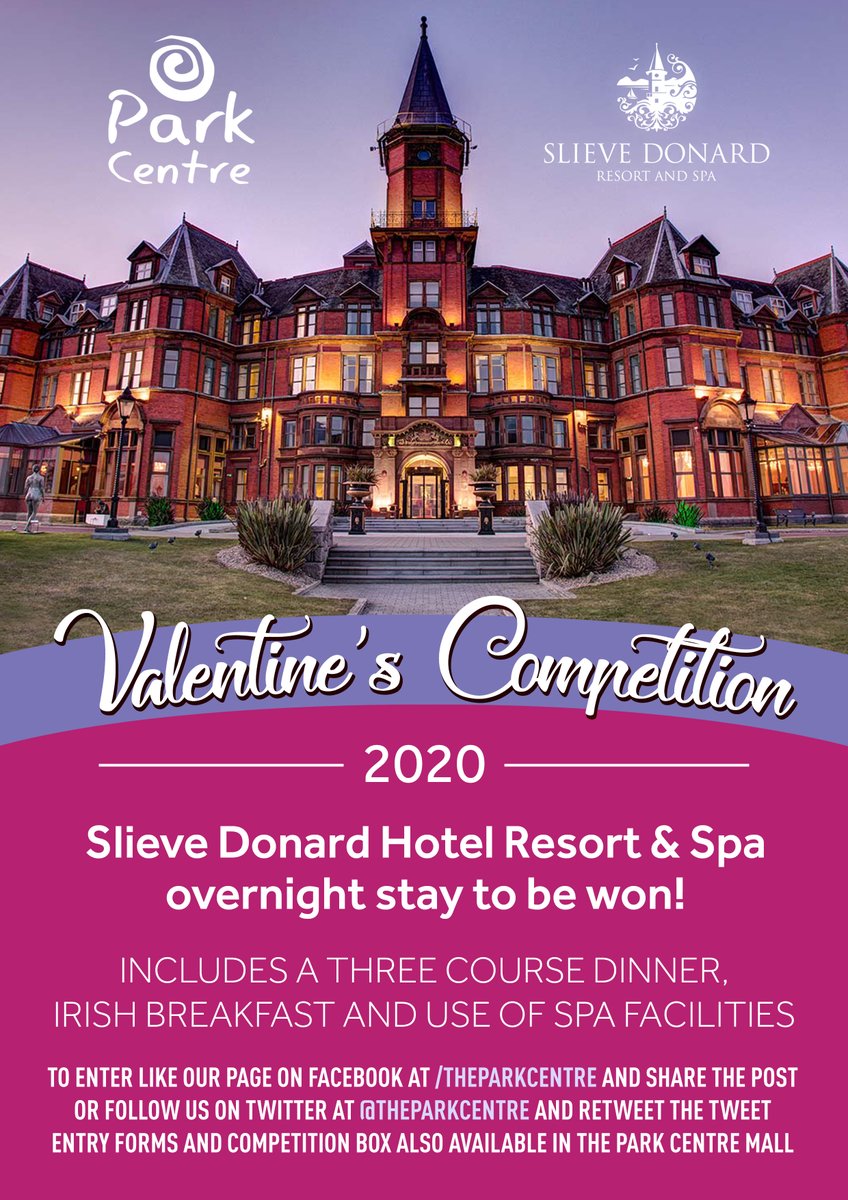 theparkcentre's tweet photo. PARK CENTRE VALENTINES COMPETITION!

❤️ Win overnight stay at Slieve Donard Hotel &amp; Spa!
❤️ 3 Course Dinner, Breakfast &amp; use of spa facilities
❤️ TO ENTER like our facebook page &amp; share the post, or follow us on twitter &amp; retweet this tweet!
❤️ You can also ENTER instore! https://t.co/X7KwhInalQ
