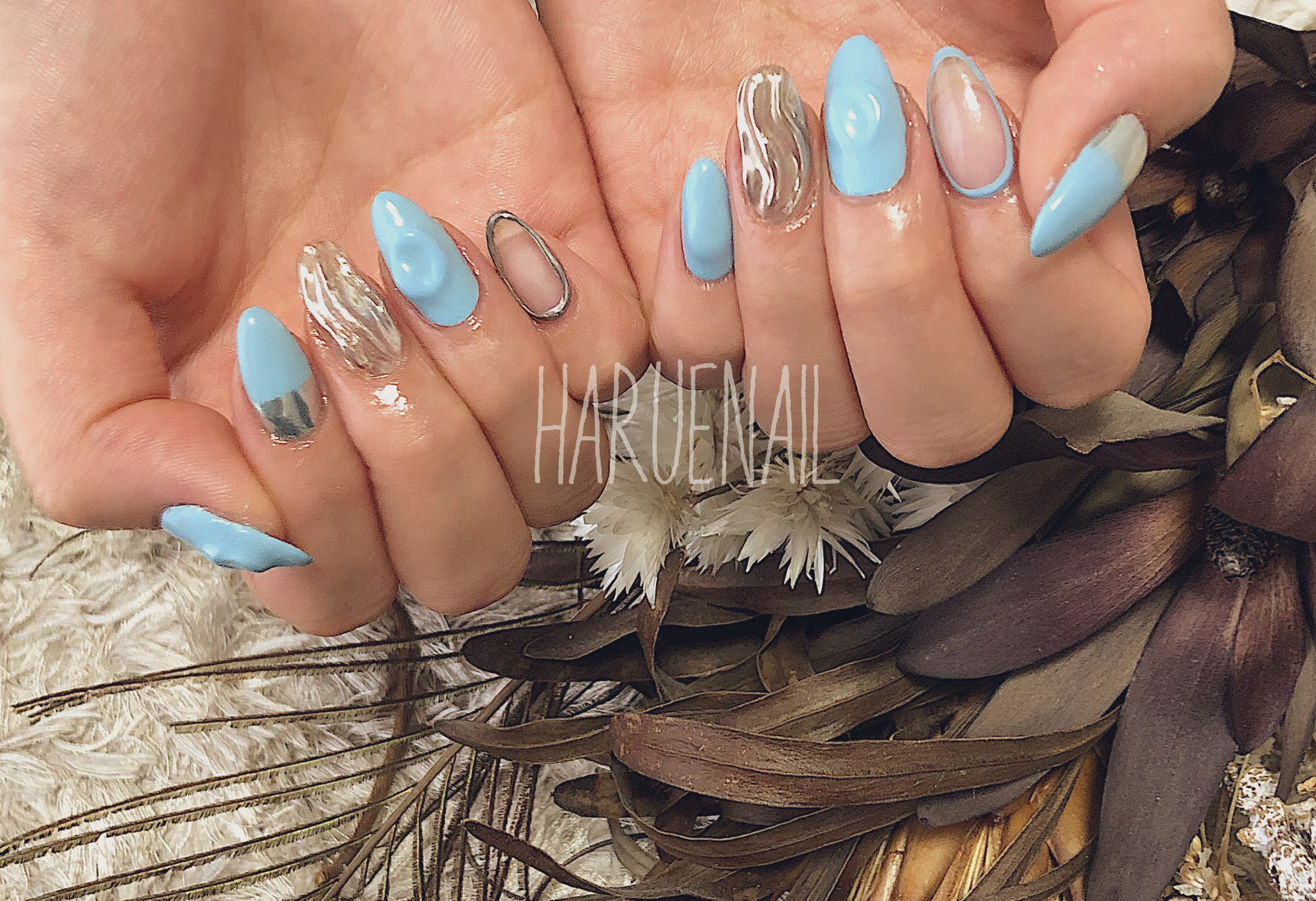 Harue Pa Twitter ジェルネイル ちぐはぐネイル ミラーネイル クリアネイル Haruenail ニュアンスネイル ネイル 岡山ネイル スカルプネイル デコボコネイル くすみカラー