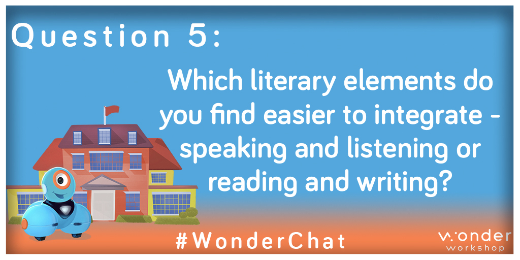 2_many_tabs's tweet photo. Q5: #WonderChat - Which literary elements do you find easier to integrate - speaking and listening or reading and writing? @BryanLMiller @WonderWorkshop https://t.co/iCjtQIjb7A