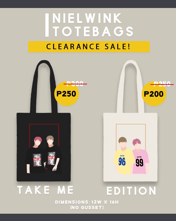 NIELWINK_PH's tweet photo. ▪️ [ CLEARANCE SALE! ] EOYPH'S Nielwink Totebags ▫️

— On-hand NielWink totebags are on P50 off sale! DM if buying~ thank you!

TAKE ME: P250
EDITION: P200
 
Shipping J&amp;T
NCR: P95
PROVINCE: P120

Meet-up:
DM + P50 handling fee

#녤윙 #KANGDANIEL #PARKJIHOON #박지훈 #강다니엘 https://t.co/TG1WHAGTwF