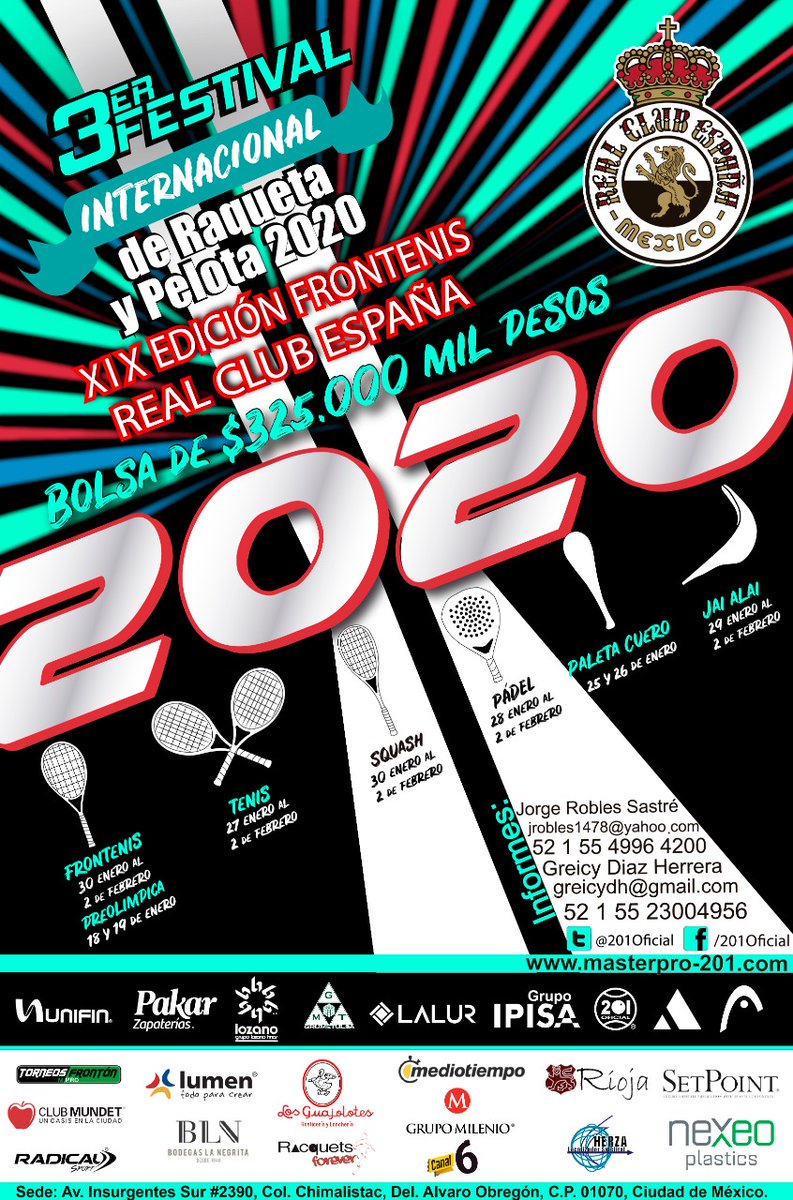 TSanchezdelaC's tweet photo. TORNEO INTERNACIONAL DE RAQUETA Y PELOTA CLUB ESPAÑA
Excelente día de SQUASH 
Programa DOM 2 feb: 
10 a 11am semifinales Leonel Cárdenas vs Miled Zarazua y Alex Reyes vs Erick Tepoz
12 Juego de Exhibición de @samanthateran
1pm Final 1a Fuerza
Entrada 
$200 $100 M
Niños gratis https://t.co/WektkmiKUL