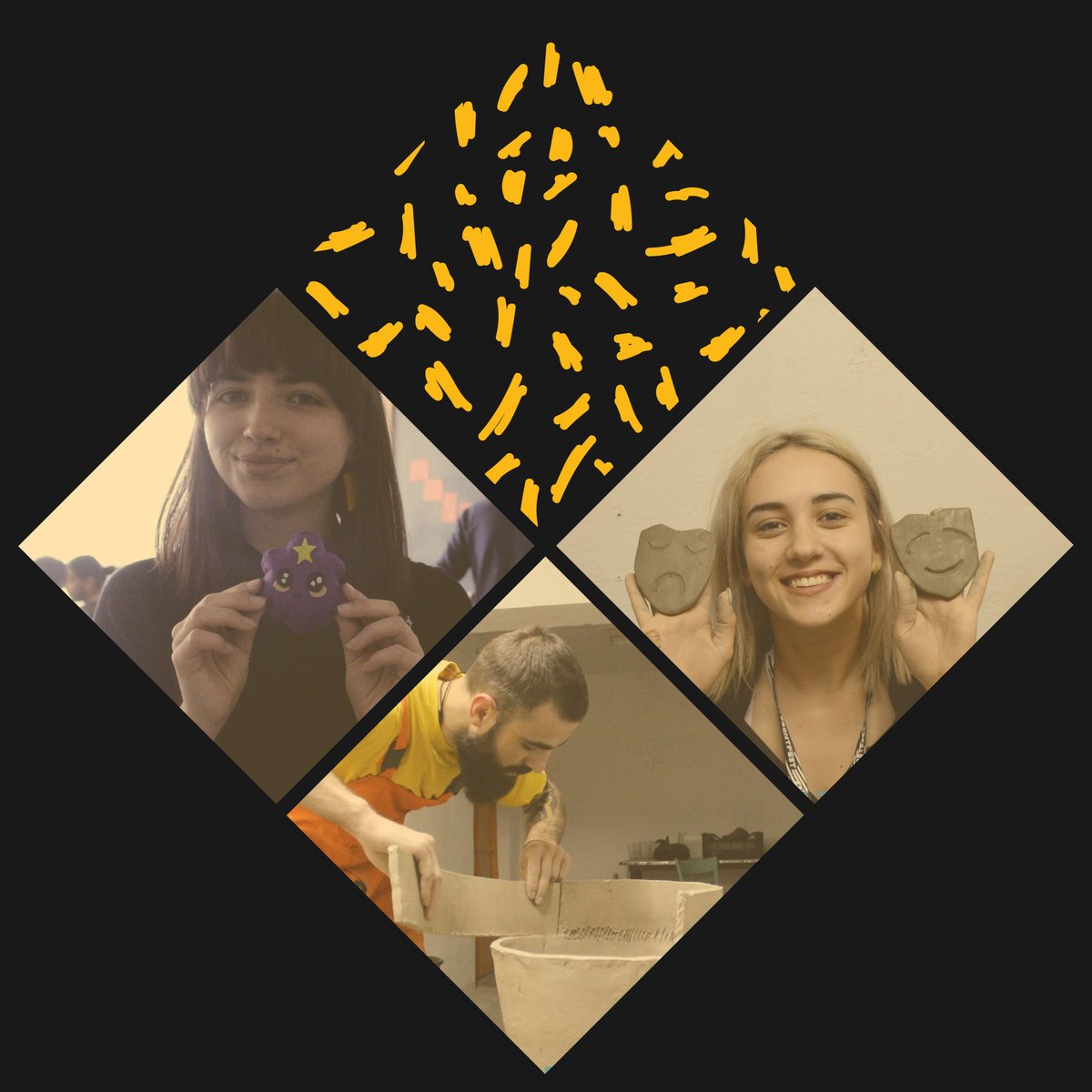 StudentFestTM's tweet image. Collages and drawings, graphics, experimental painting, canvas, ceramics, engraving and other manifestations of artistic expression will be found in the events of the visual arts section of this year's edition of StudentFest. #visualarts #studentfestival #artandculture