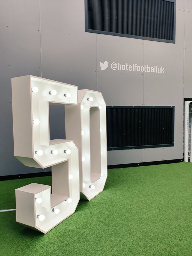 "50" 4ft Led Number Lights set up at <a href="/hotelfootballuk/">Hotel Football</a>, Manchester.