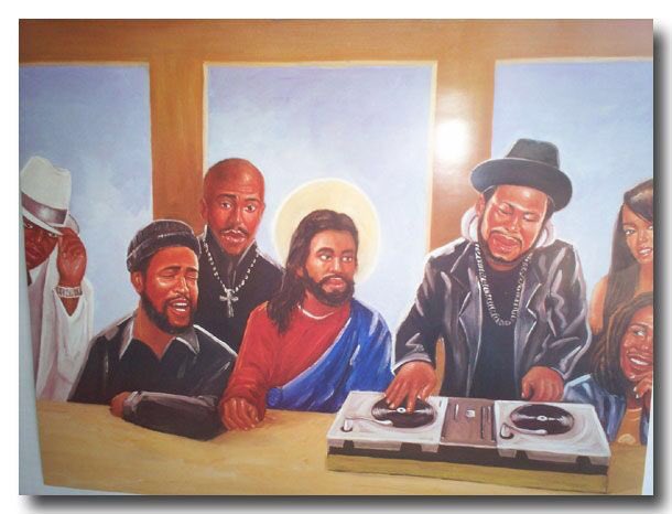 That’s like, THE most notable identifying characteristic of this art genre: these people don’t necessarily go together. Like why is Marvin here? Is that Hammer? Who is that! Did Jesus himself really need to be here?