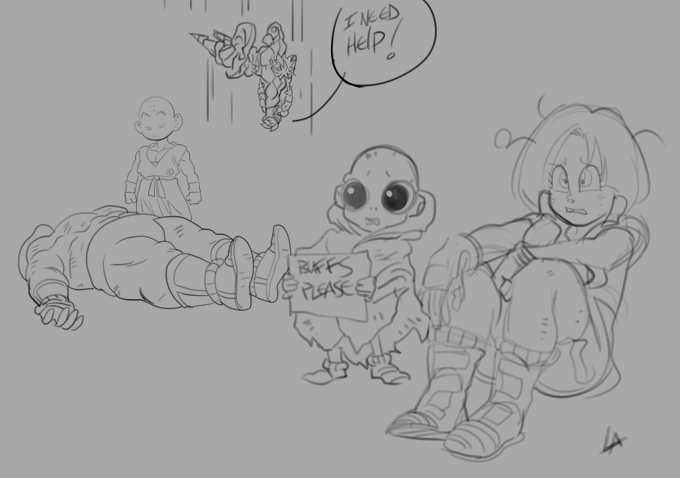 Sunday Sketch.
low tier feels. 

I'll probably re-purpose and clean up  Videl at a later date, too nice of a sketch to let it go to waste on a shitpost. 