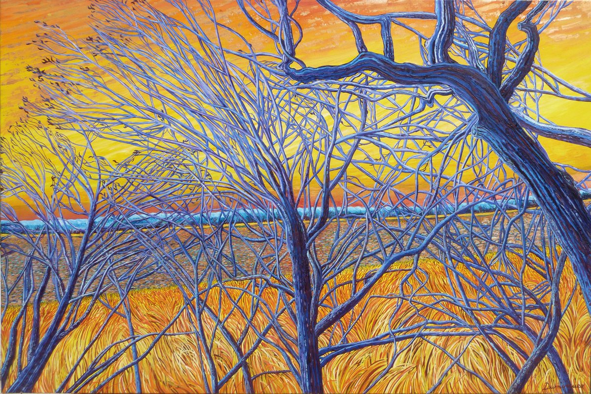 BettiDumi's tweet photo. BLUE TREES ORANGE SUNSET
120W x 80H cm Copper leaf and oil colors on canvas.
https://t.co/rYwcnF1kBO
#saatchiart #elisabettaduminuco #fineart #contemporaryart #artgallery #complementarycolor #summerlandscape #orangesunset #trees #artist https://t.co/c9ND9nkNP8