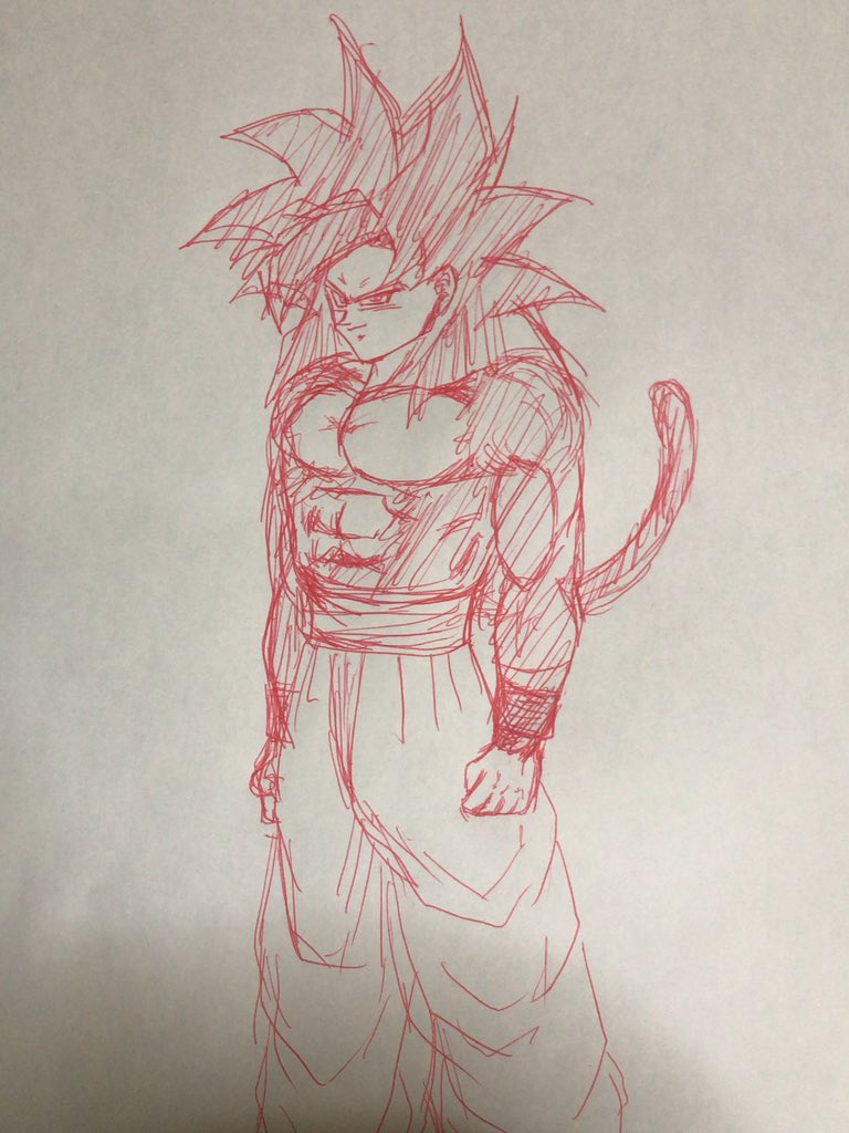 TOYOYOYOYOTARO's tweet photo. 超サイヤ人4は全く描かないから難しい https://t.co/ahspKr9LQO