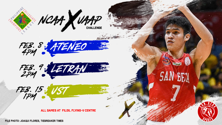 sanbedasports's tweet photo. Catch the San Beda Red Lions in the upcoming #PCCL NCAA-UAAP Challenge. Mark your 🗓️, Red Army! #LabanSanBeda https://t.co/xcEbboJqFo