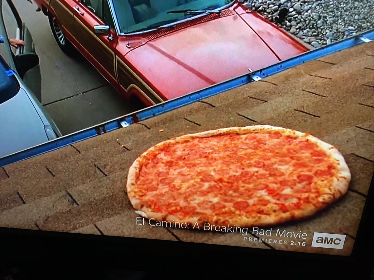 ItsPizzaMonday's tweet photo. Roof pizza.   Breaking Bad. #WalterWhite #PontiacAztec Pizza gets a 6.6.   Lack of sauce.  Doughy crust. https://t.co/YBILLgDkQR