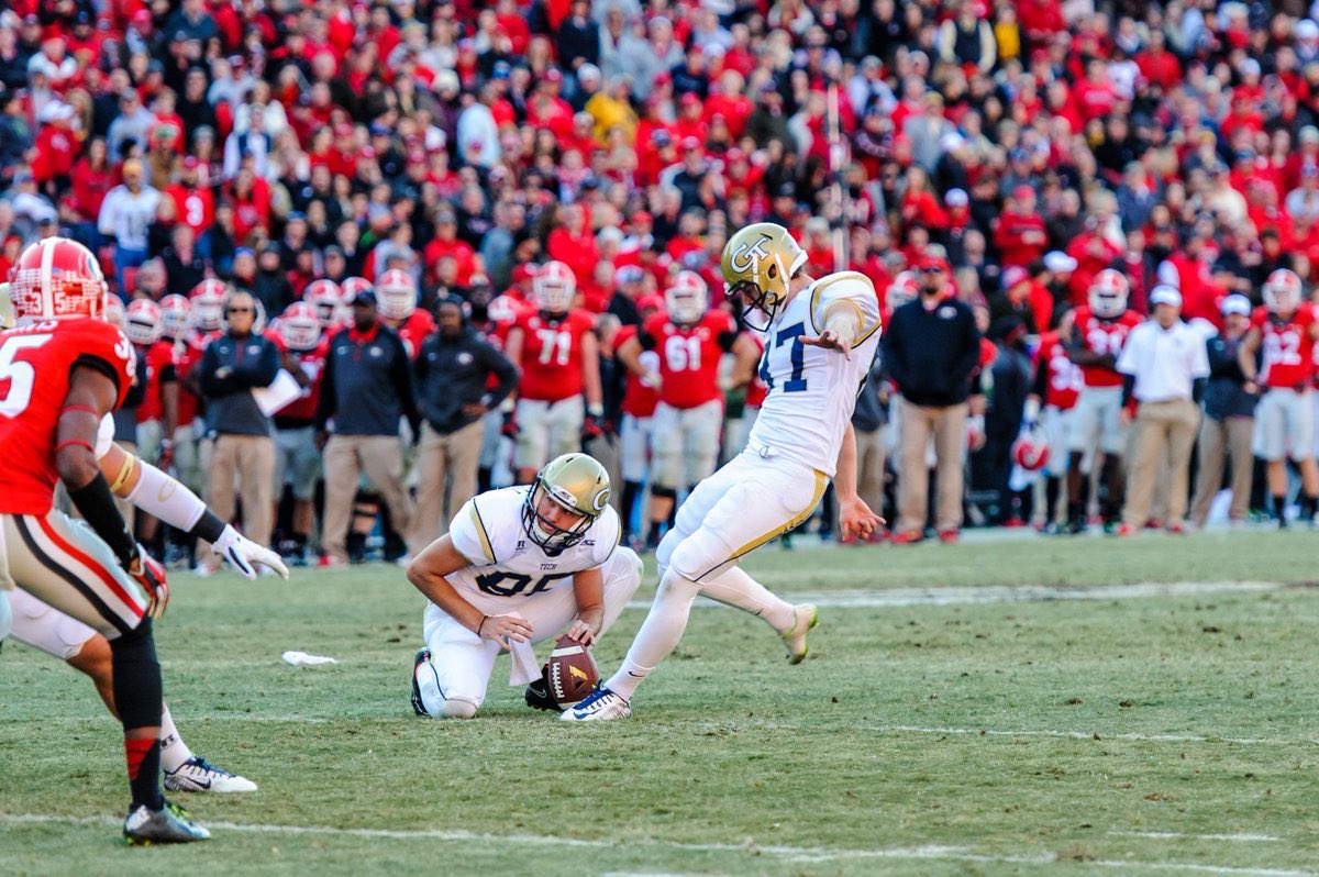 GATech_FBEQ's tweet photo. Good luck to our guy @buttkicker7 tonight as he represents @GTFootball in the Super Bowl!!!! Think everyone on the flats remembers this moment. #ATL #404theCULTURE https://t.co/SCp3P5BdgD