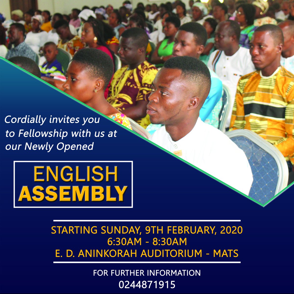 BarracksWorship's tweet photo. Emmanuel David Aninkorah Worship Centre cordially invites you to Fellowship with us at our newly established #ENGLISHASSEMBLY https://t.co/8APrCJ24lY