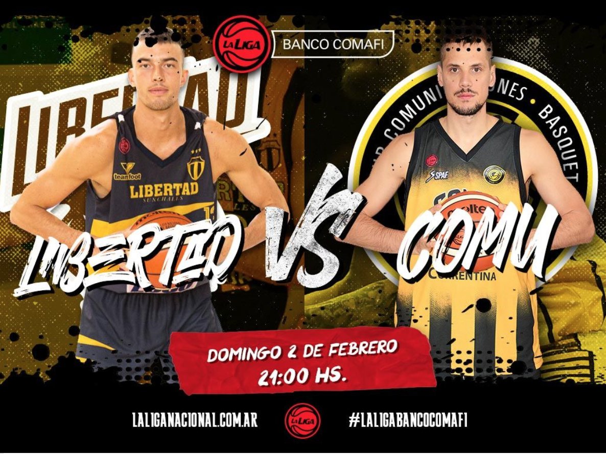 LigaNacional's tweet photo. ♦️ #LaLigaBancoComafi 2019/20 ♦️ 

¿Quién crees que ganará el juego? 🕵️‍♂️🥁

🔁 @CDLibertadSun 
 
❤️ @basquetcomu1 

 🤳 La Liga Contenidos 

🔖 https://t.co/2bbFrq9HCi https://t.co/aPNdza57Ms