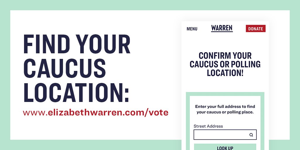 Find your caucus location. www.ElizabethWarren.com/vote