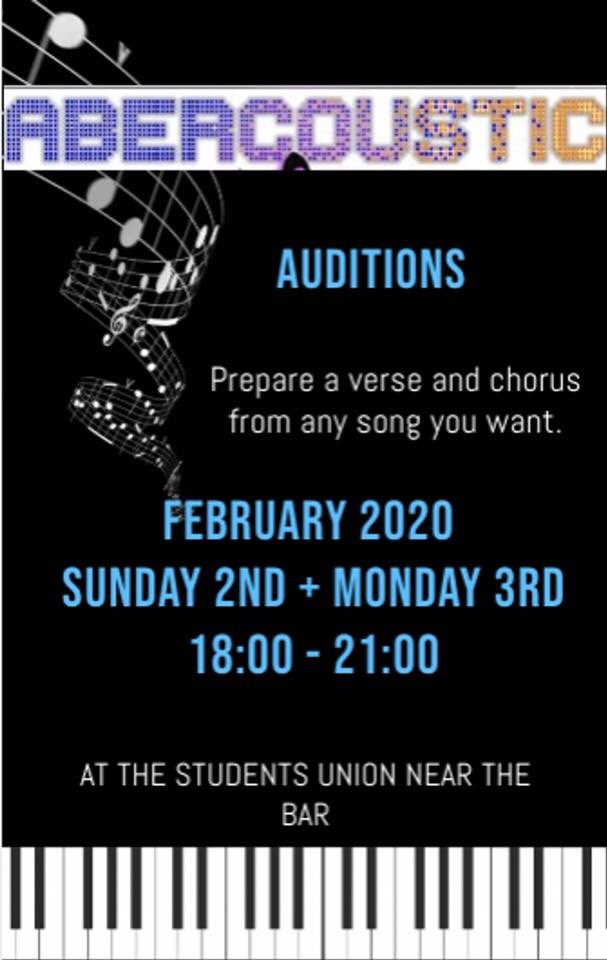 Remember first lot of auditions are tonight, 18:00-21:00 in the su by the bar! Good luck to everyone auditioning