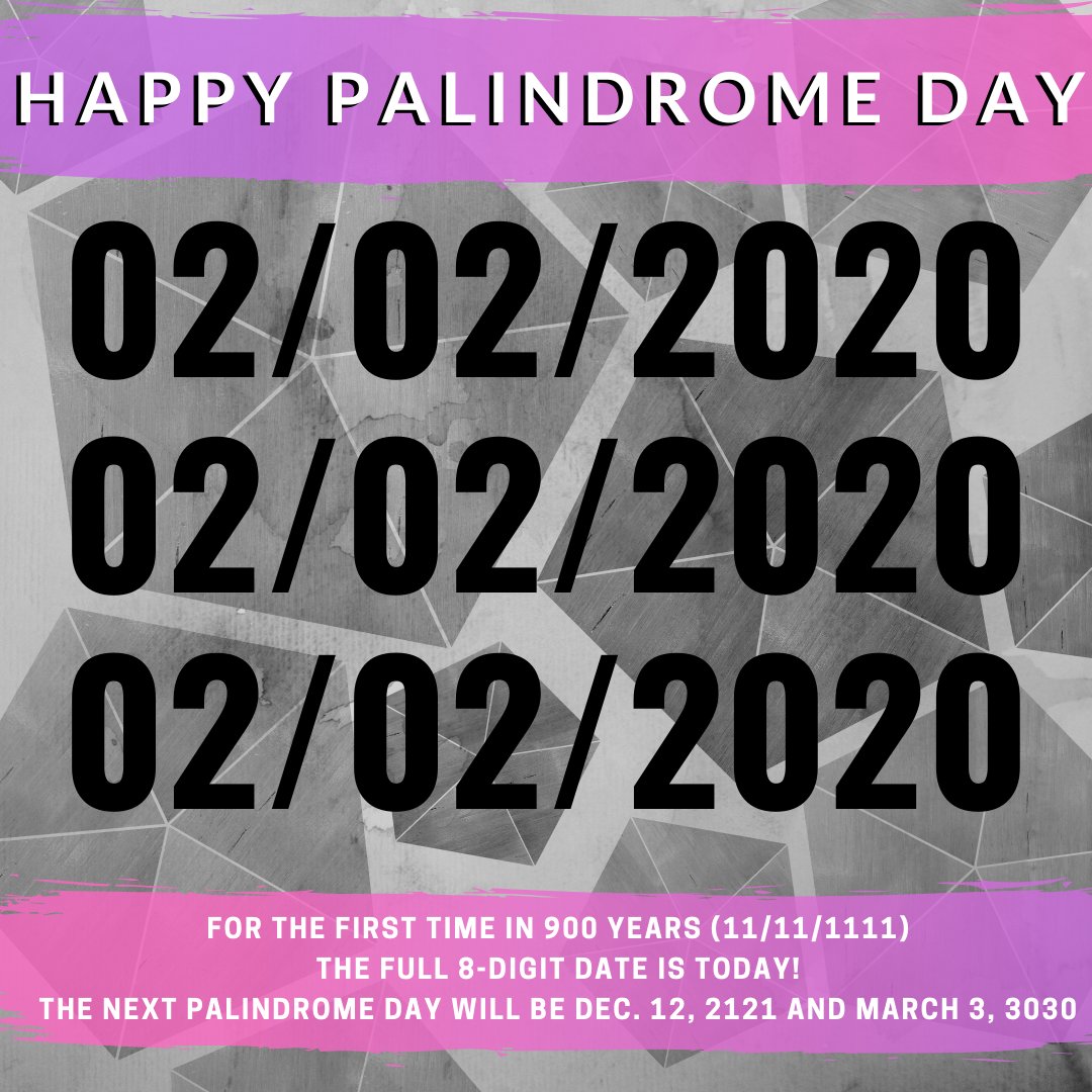 KSTP's tweet photo. Fun Fact of the Day ✨! Today is also Palindrome Day! While various forms of palindrome dates are fairly common, 02/02/2020 date read the same forward and backward, which hasn't happen since 900 years ago! https://t.co/aAog6GfXKk