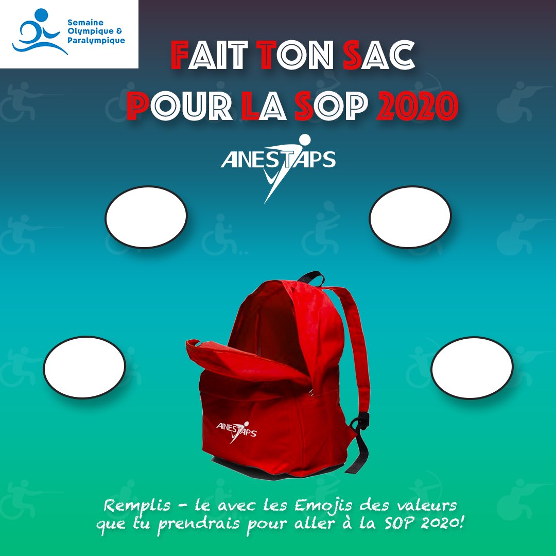 AEMSOorsay91's tweet photo. L’@AEMSOorsay91 🏃🏻‍♂️fait son sac pour la #SOP2020 🎒

Pour l’occasion, elle emmène avec elle :

- ♿️ pour l’intégration
- 👫 pour le partage et l’amitié 
- 🌈 pour la lutte contre les discriminations 
- ♻️ pour le respect de l’environnement https://t.co/N6K8JcSj4G