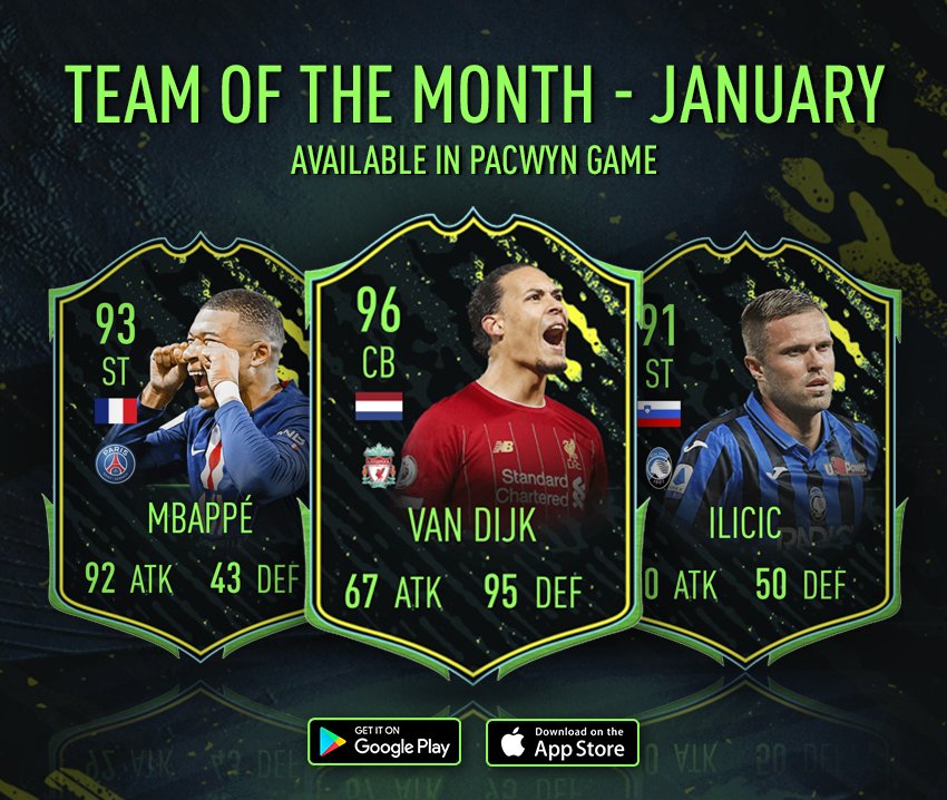 pacwyn_dev's tweet image. New Team Of The Month January is here🥳 Again Van Dijk and his 96 rated card. Great performance this year. You can find these cards in all packs + some new packs in LR 🤩 #pacwyn #pacwyn20 #packopener #footballdraftday