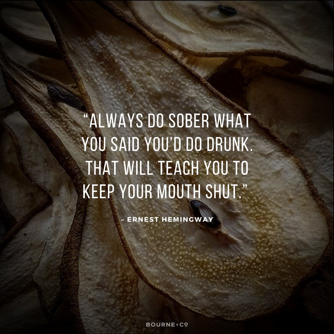 Hemingway loved cocktails, and his go-to was always the 'Dry Martini: 15 parts Gin to 1 part Vermouth'...he also was a big fan of Daiquiris, White ladies, Scotch &amp; Soda, Negronis and the Bloody Mary amongst other such concoctions. 

#Bourneandcococktails #BCS  #Drinkingmemes