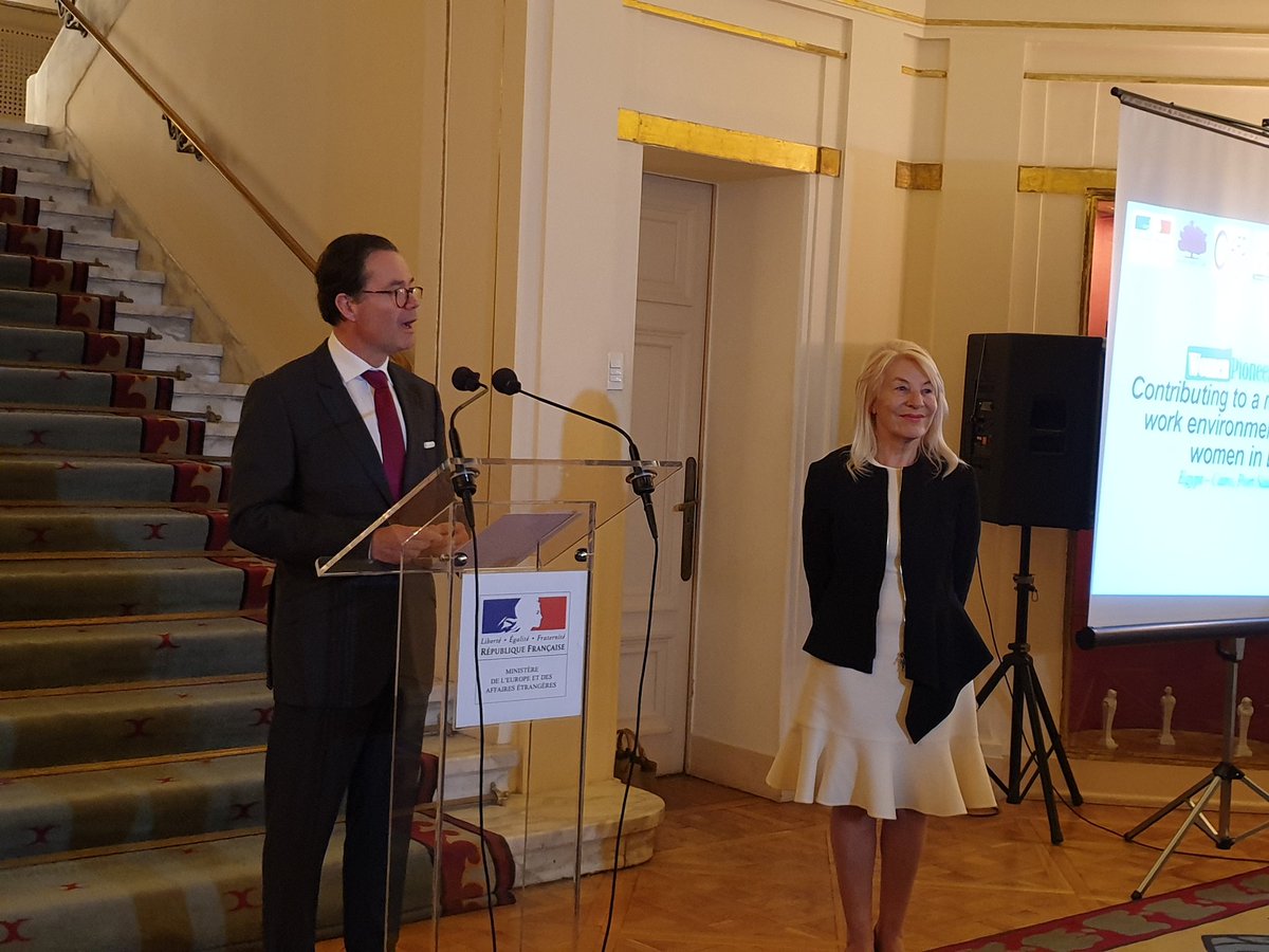 SawirisFSD's tweet photo. Happening Now! The Embassy of France in Cairo @FranceenEgypte hosted the launching event of #womenPioneers Phase II project for socio-economic empowerment of young women. The project is funded by #SFSD, @AFD_France and implemented by Plan International Egypt. https://t.co/ltGEooEmnW