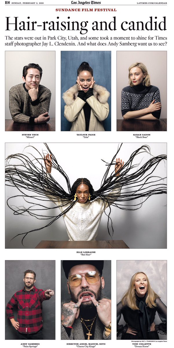 jaylclendenin's tweet photo. Nice summary page of the week at #Sundance2020 in our #latphotostudio #latimes 

Big thanks to @kentnish who makes it all possible, @Taya_Arthur for galleries and @countkwokula for ushering the page to reality with Deputy Designer Director Paul Gonzales! https://t.co/j26hBieuuY