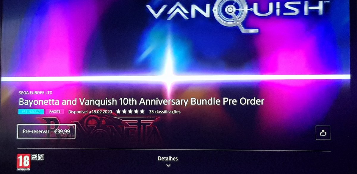 PlayStation store showing Bayonetta and Vanquish 10th anniversary bundle pre-order