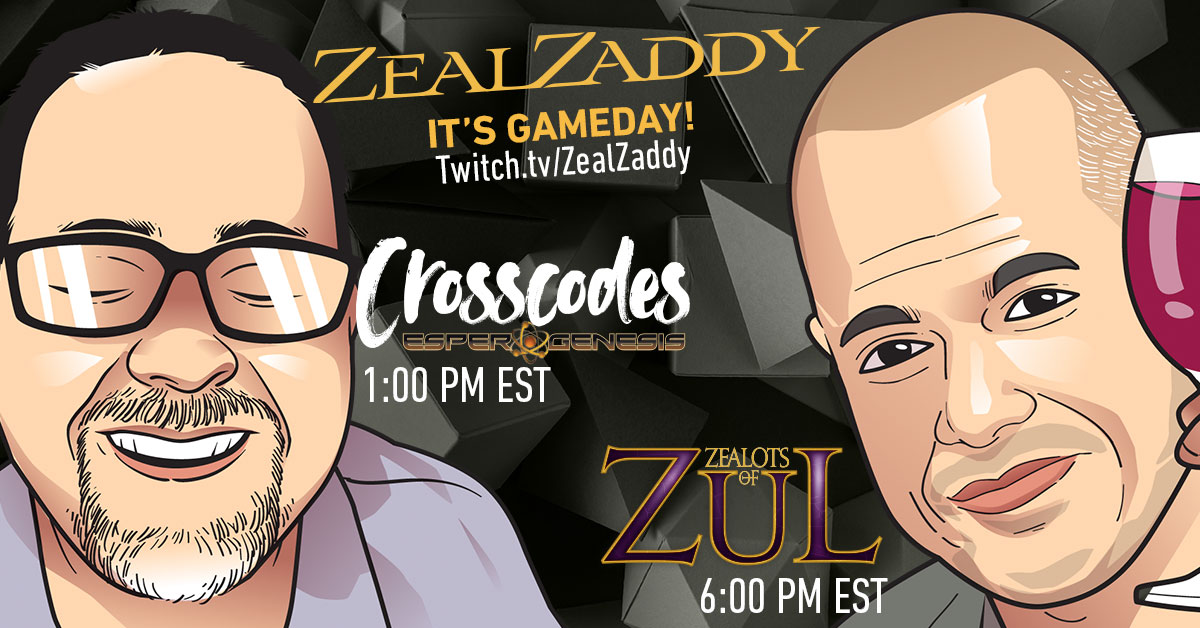 ZealZaddy's tweet photo. IT’S GAMEDAY!
Crosscodes @ 1 PM EST (Esper Genesis #SciFi DnD)
Zealots of Zul @ 6 PM EST (#DnD)
https://t.co/Rkjg4LWqd9 🎲❤️
#RPG #TabletopRPG #Tabletop #TTRPG #roleplaying #dungeonsanddragons #Crosscodes #dice #ZealotsofZul #SmallStreamers #Roleplaying https://t.co/BWq4yGdYpM