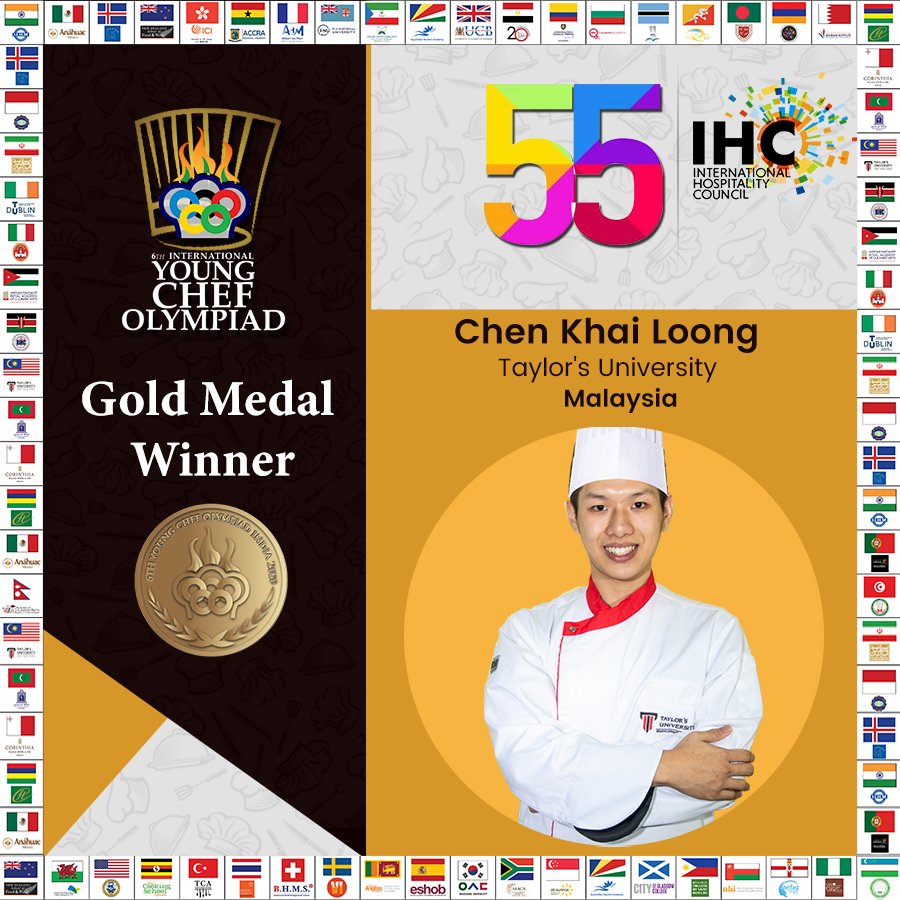 IHC_Hospitality's tweet photo. The winner of YCO Gold Toque is here! It's Chen Khai Loong from @TaylorsUni, Malaysia!!! Many, many congratulations on becoming the face of @ycolympiad!

@IIHMHOTELSCHOOL
@hcikl
@TourismMalaysia

 #Winner #GoldToqueWinner #YCO #YCO2020Winner #IIHM #MalaysiaWins #Malaysia https://t.co/hUS60ZfrsA