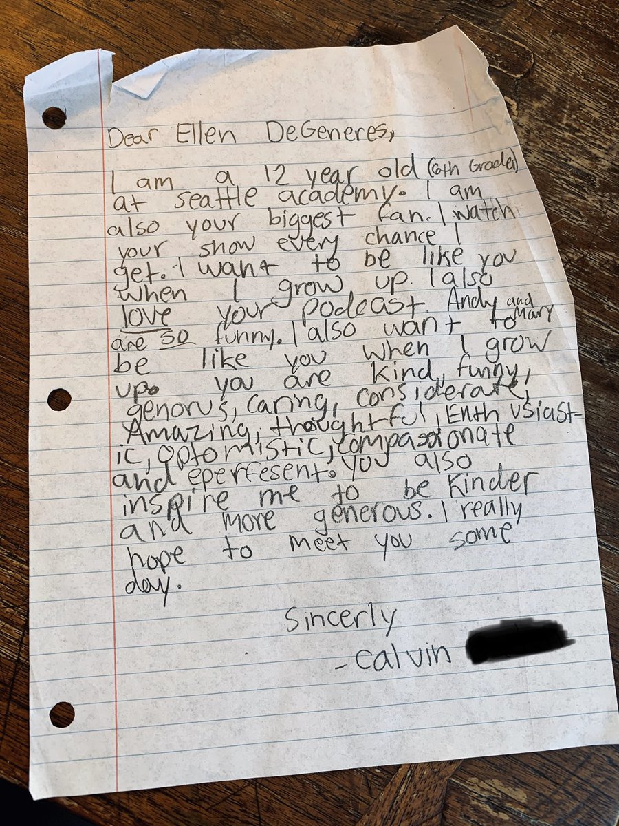 CalQuotes's tweet photo. Dear @TheEllenShow ... your biggest 12 year old fan! ❤️
#eperfesent https://t.co/FcwiHgER68