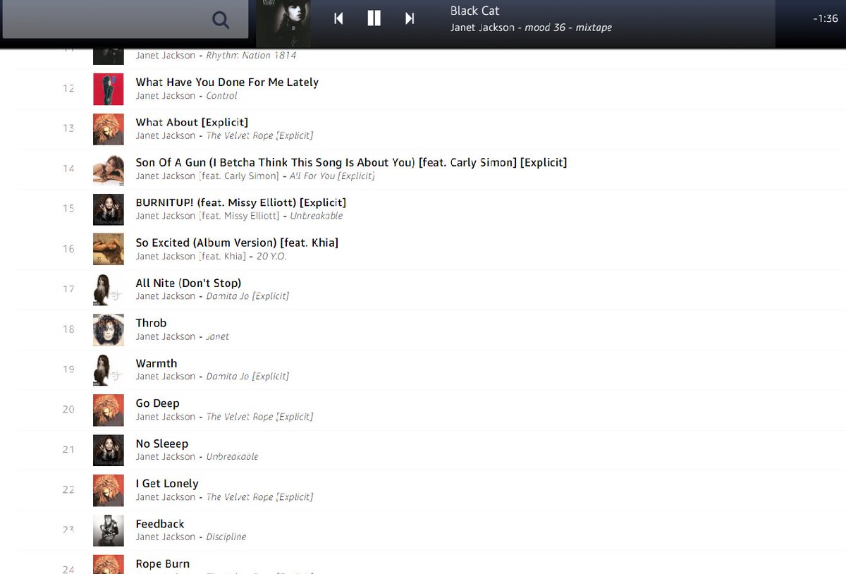 list of Janet Jackson songs in playlist