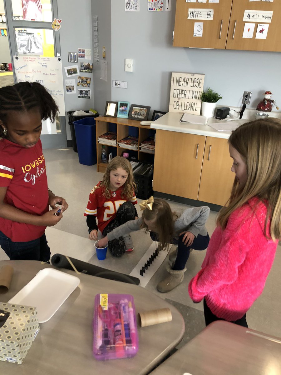 MissTourte's tweet photo. We learned about Rube Goldberg and then created our own machines. It took a lot of teamwork and we had a lot of failures! Thanks @BreaBurrack for coming in for our #STEMChallengeFriday https://t.co/NhttQoFTsn