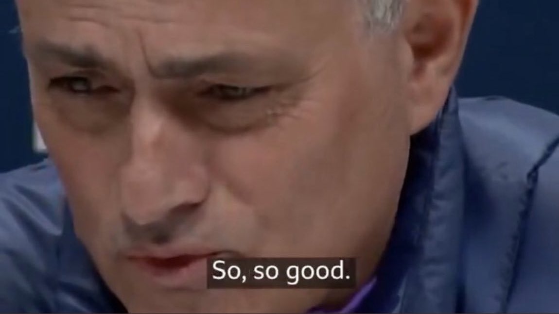 FutbollHeritage's tweet photo. Spurs fans experiencing their first Jose masterclass. It's like the most expensive crack made from the purest cocoa leaves from the Amazon under Prime Pablo. Once you're hooked you can never stop.I welcome my new fellow addicts with open arms. https://t.co/SZdWtehoGy