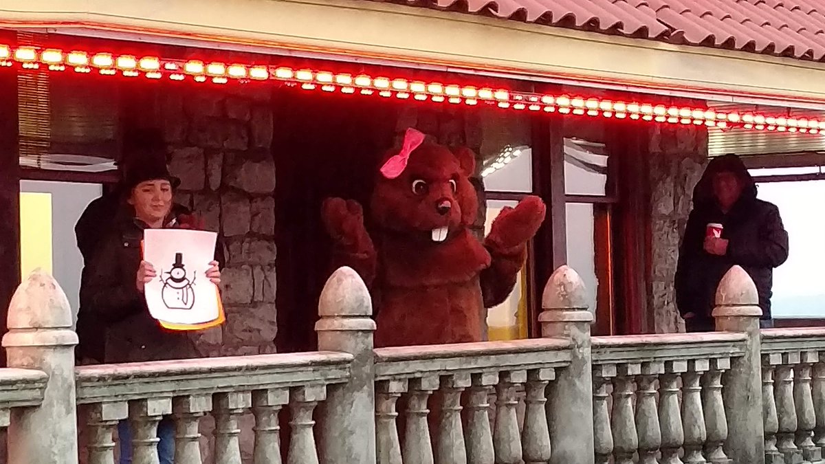 BOO!!!! - "Miss" Patty Pagoda saw her shadow today at the Pagoda #ReadingPagoda. Six more weeks of Winter - Yuck!!!