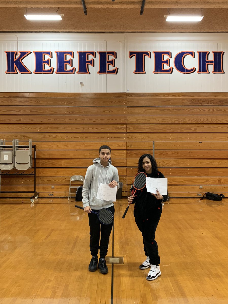 Congrats to E block badminton champs Luis Alvarez Jr. and Abelis Damian! #Keefetech